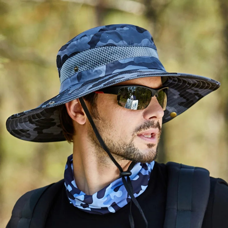 Men  Sun Hat Outdoor Traveling Fishing Hiking Hat Wide Brim