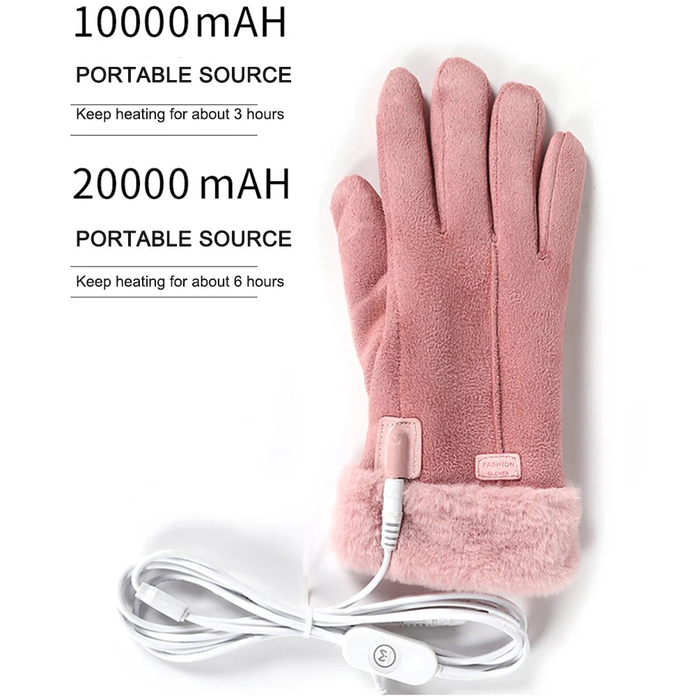 USB Electric Heated Gloves Outdoor Thermal  Hand warmer Winter Ski Gloves Motorcycle heated gloves Waterproof Touch Screen