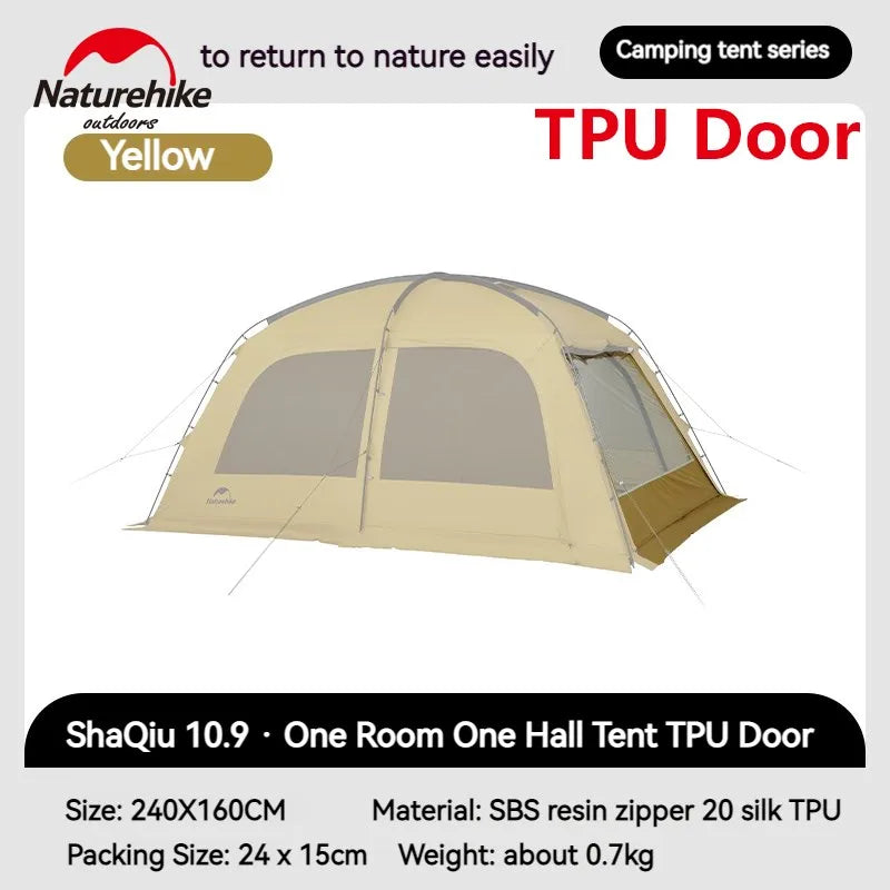 10.9 Camping Tent 6 People 4 Seasons Dome Extended Canopy Outdoor Waterproof  With Chimney Hole