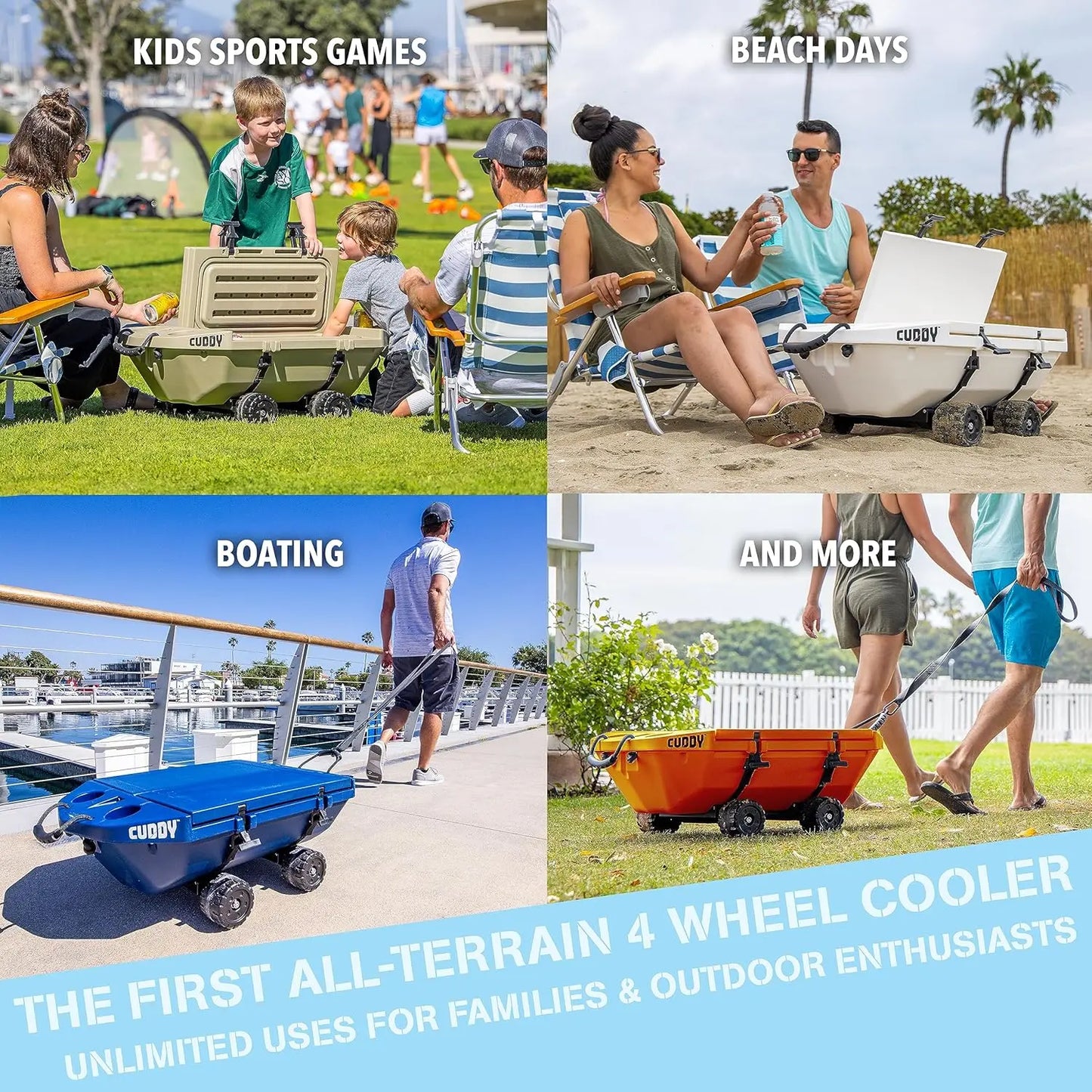 Crawler Cooler with Wheels \\u2013 40 QT Amphibious Floating Cooler and Dry Storage Vessel - Orange, Navy, Tan, or White