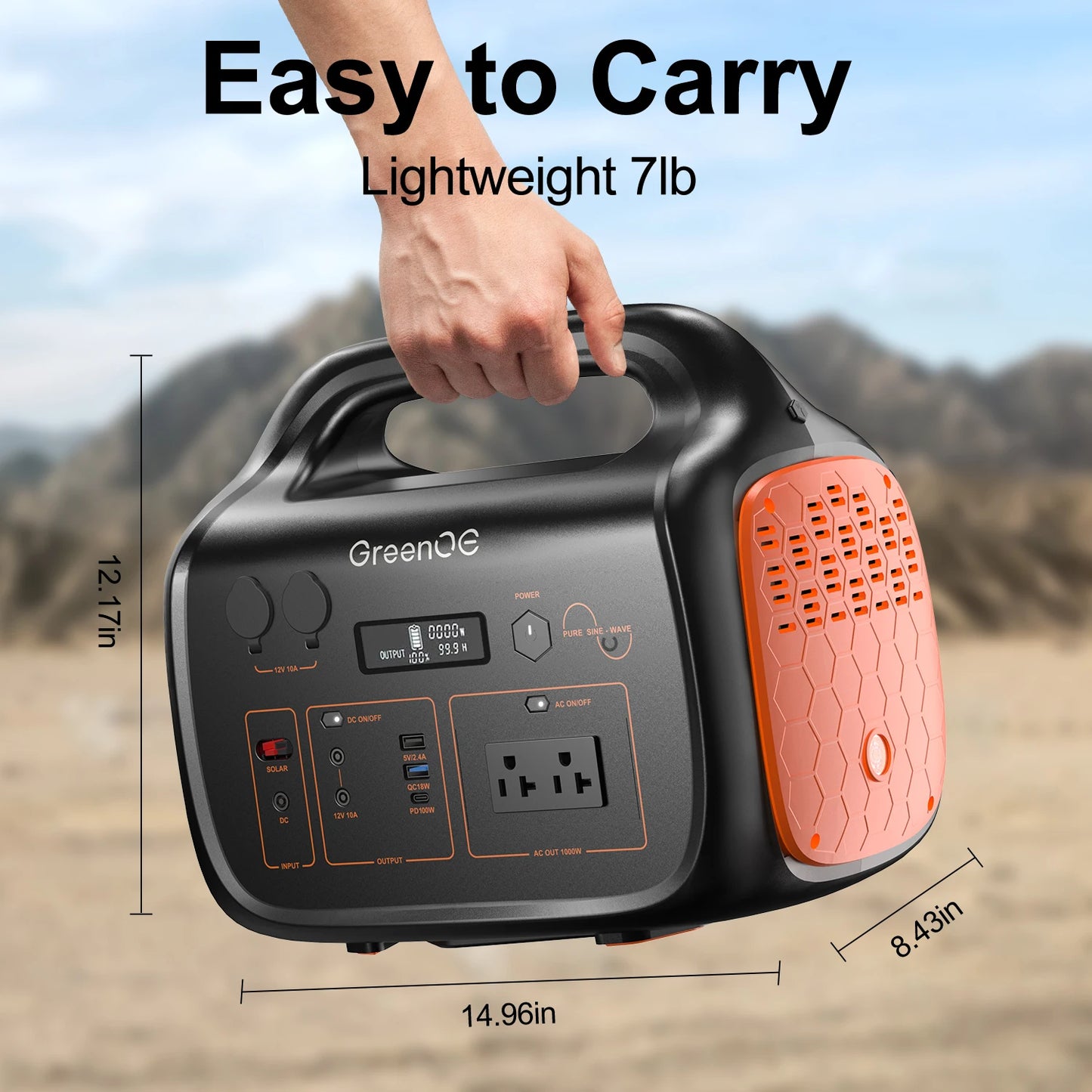 1000W 1024Wh Portable Power Station USB-C Solar Generator with LED 11 Ports