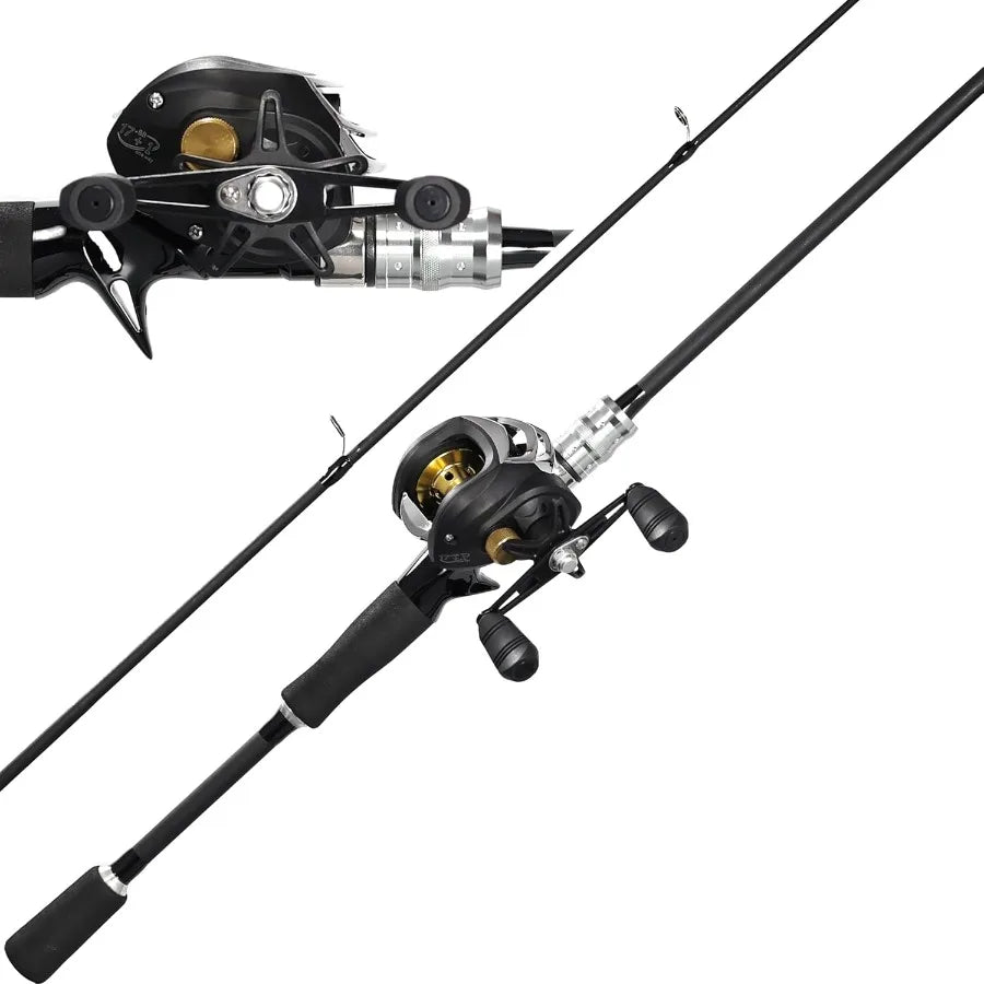 Fishing Rod and Reel Combo Black Color Baitcasting Combo Baitcast Reel for Freshwater and Saltwater Fishing 2Piece Baitc
