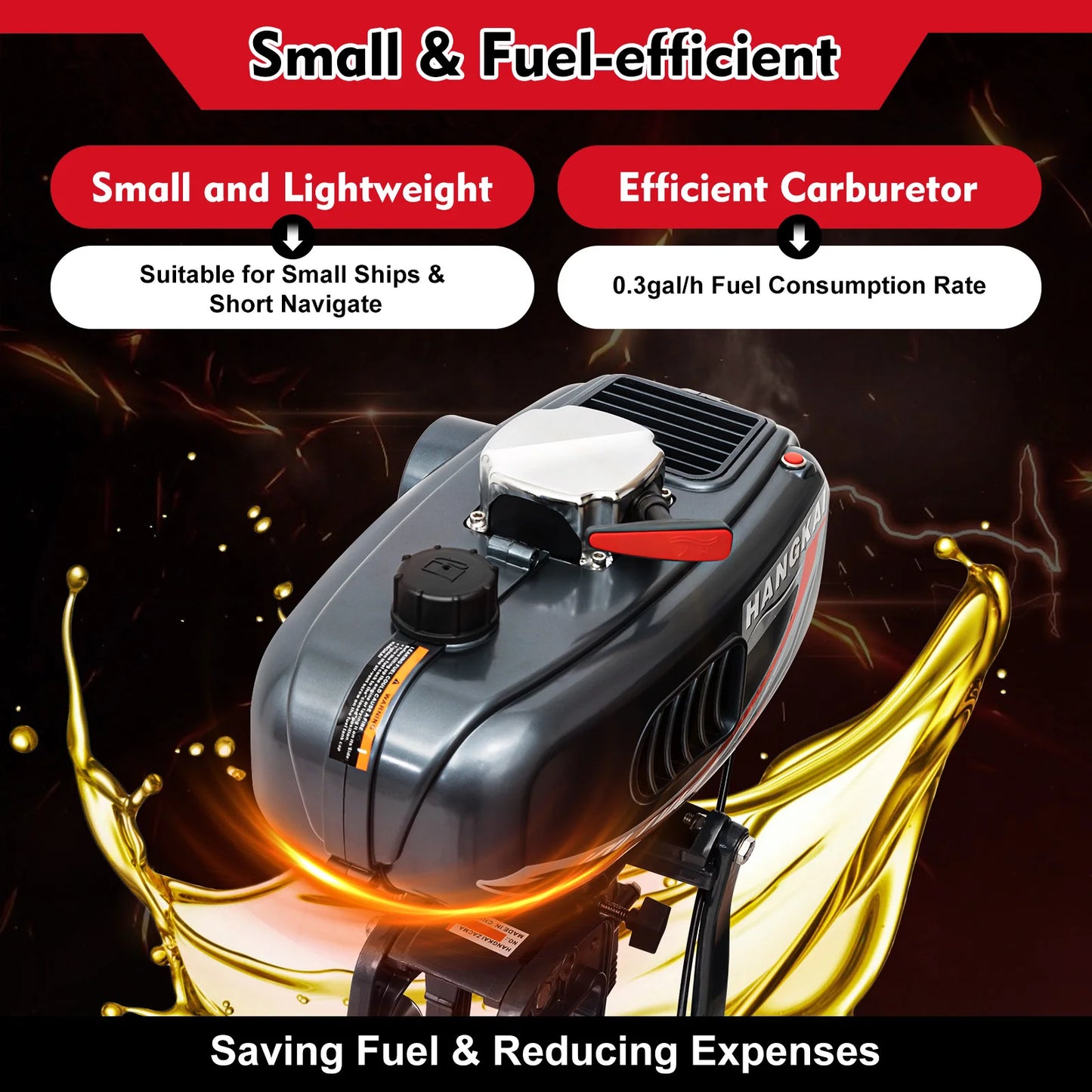 gasoline outboard motor 3.5hp Power 5000rpm Speed 1.3L Tank 35:1 Fuel Ratio Suitable for Fishing Boats Speedboats Small Boats