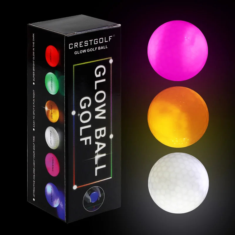 Crestgolf Golf Ball with Logo 3pcs/6pcs/10pcs/30pcs/Pack Night Glow Light Glow LED Golf Ball-Six Color