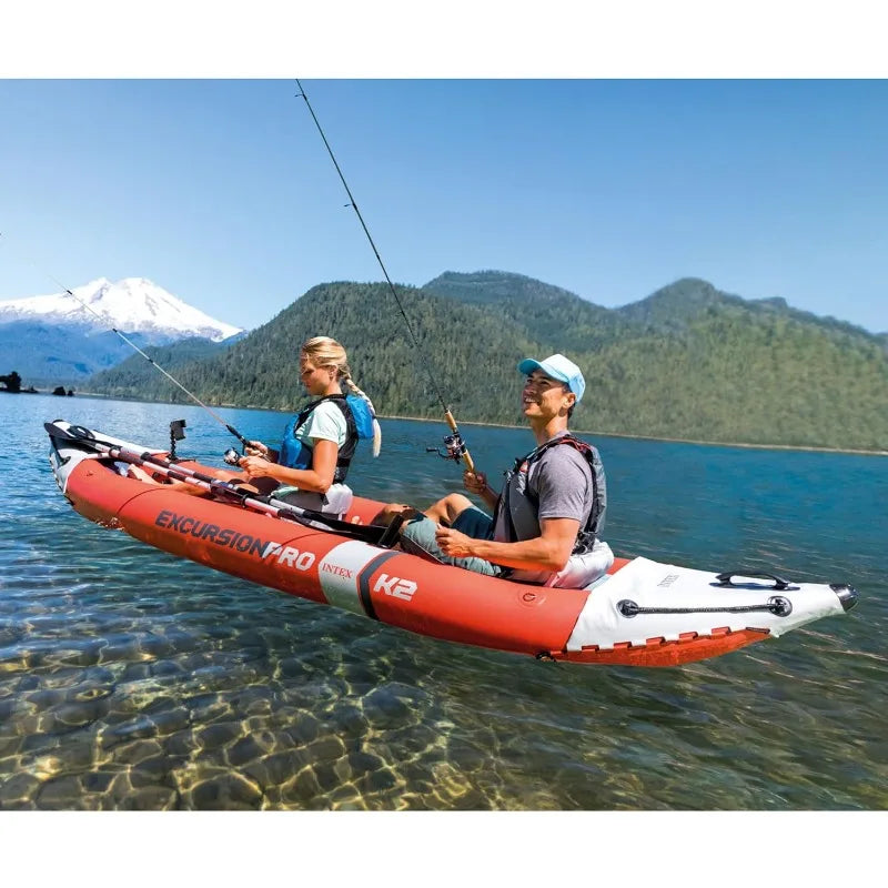 Pro K2 Inflatable Kayak 
 Deluxe 86" Kayak Paddles & High-Output Pump, Super Tough PVC,2-Person