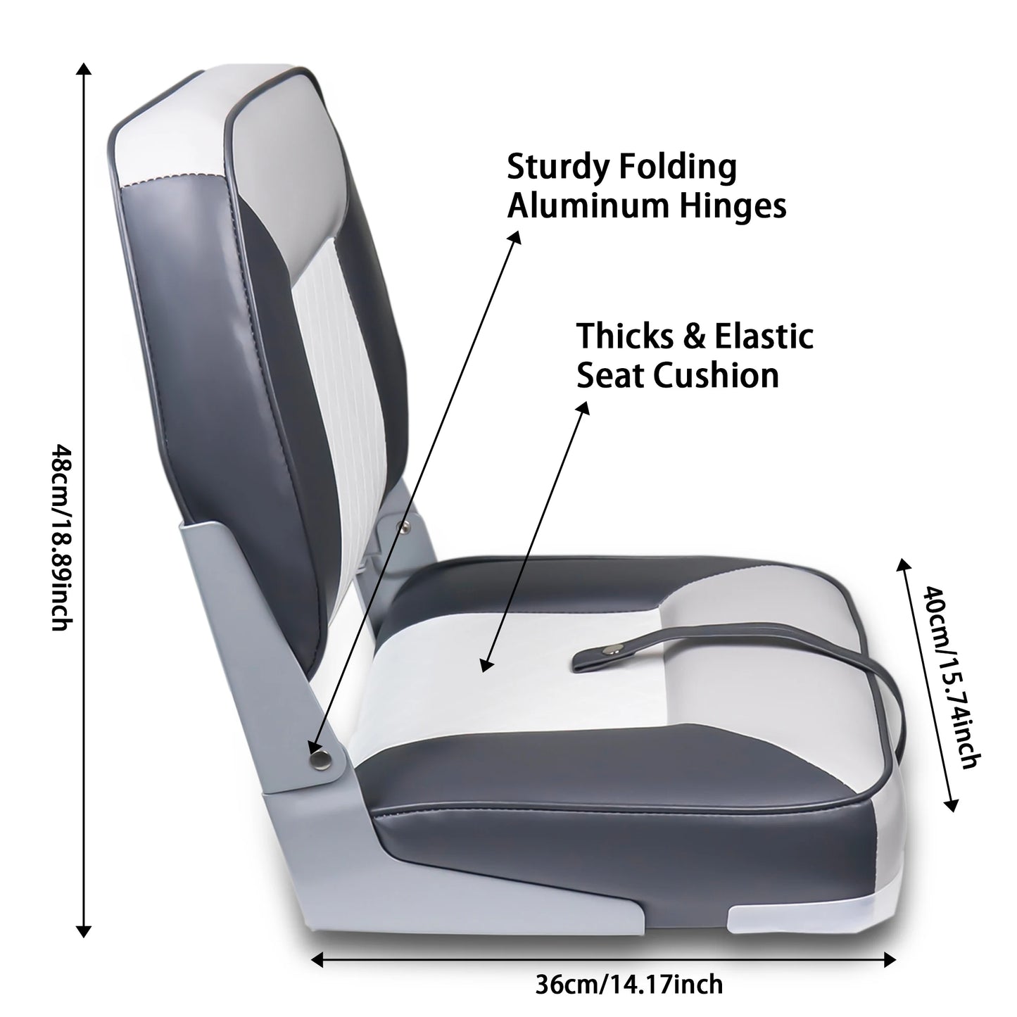 Low Back Boat Seats Marine Folding Chair Universal Fit for Fishing Yachts 1 Pack White and Gray