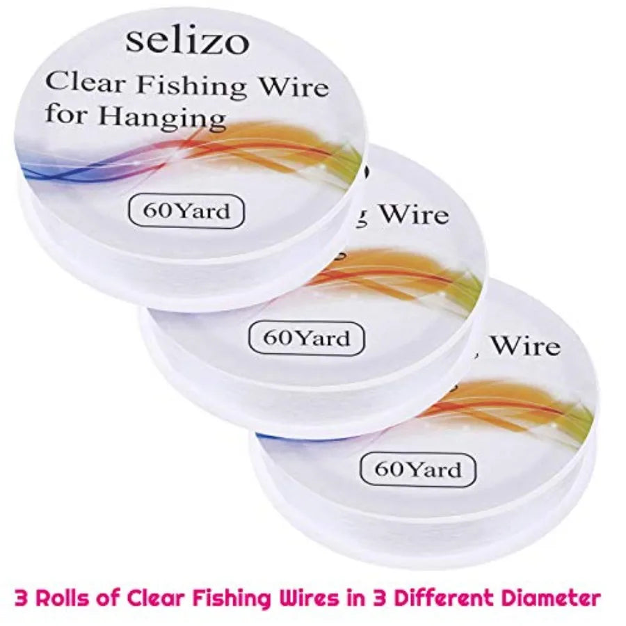 3Pcs Clear Fishing wire Line Jewelry String Invisible Nylon Thread for Hanging Decorations Beading and Crafts 3 Sizes 6