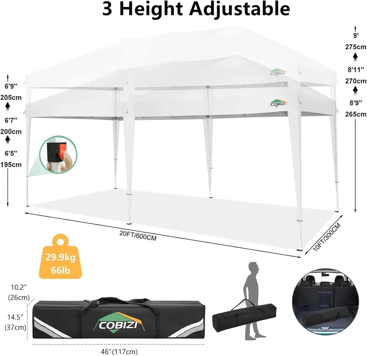 10x20 Pop Up Canopy Tent with Removable Sidewalls Waterproof Commercial Instant Shelter Outdoor Gazebo Party Tent Protable