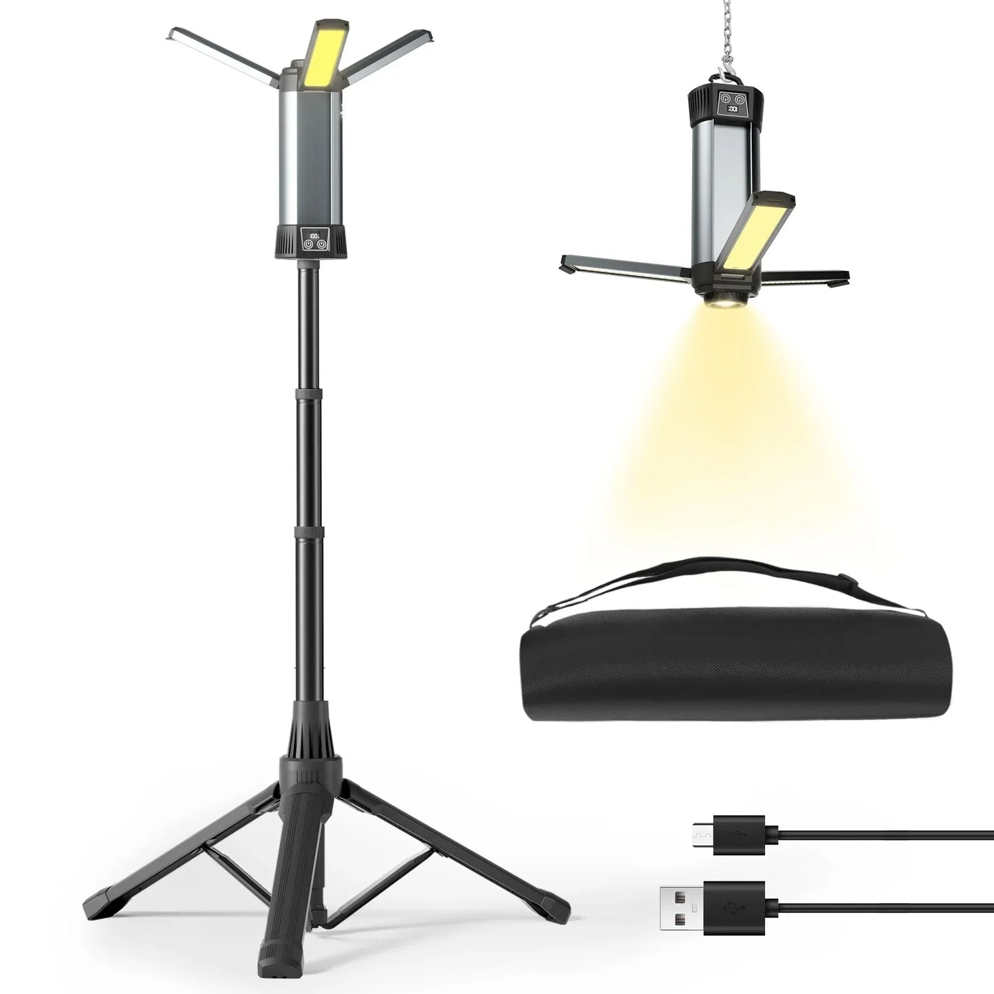 6000mAh LED Outdoors Work Light with Stand Cordless  with COB DimmableTelescopic for Outdoor Campinglight