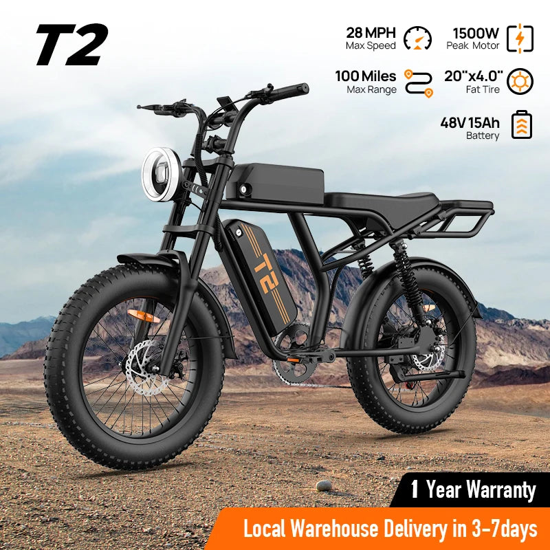1500W Peak Electric Mountain Bike 48V 15.6Ah Removable Battery 28MPH 100 Mile Range 20X4"