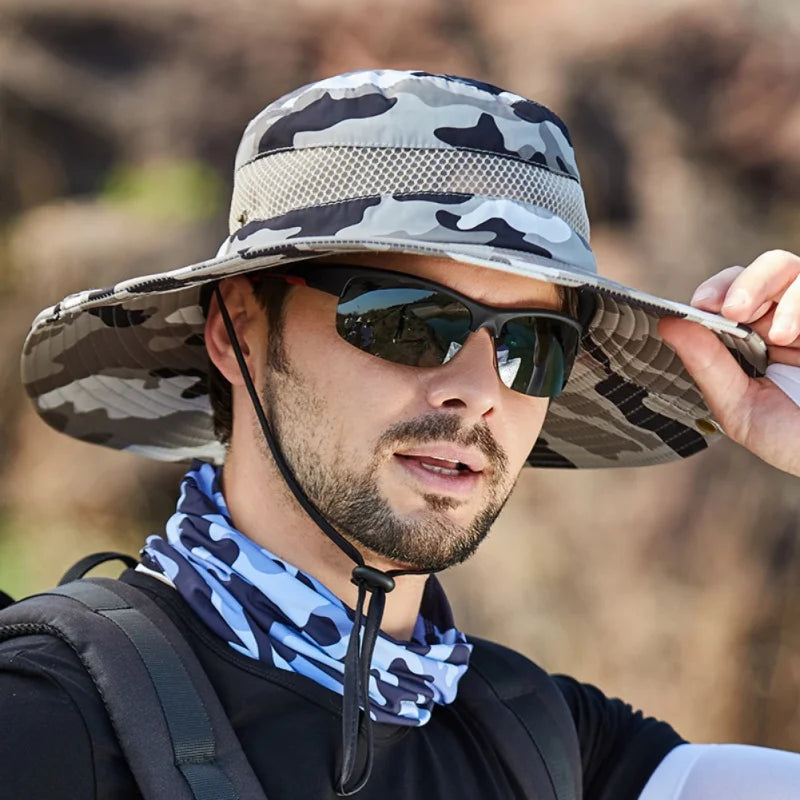 Men  Sun Hat Outdoor Traveling Fishing Hiking Hat Wide Brim
