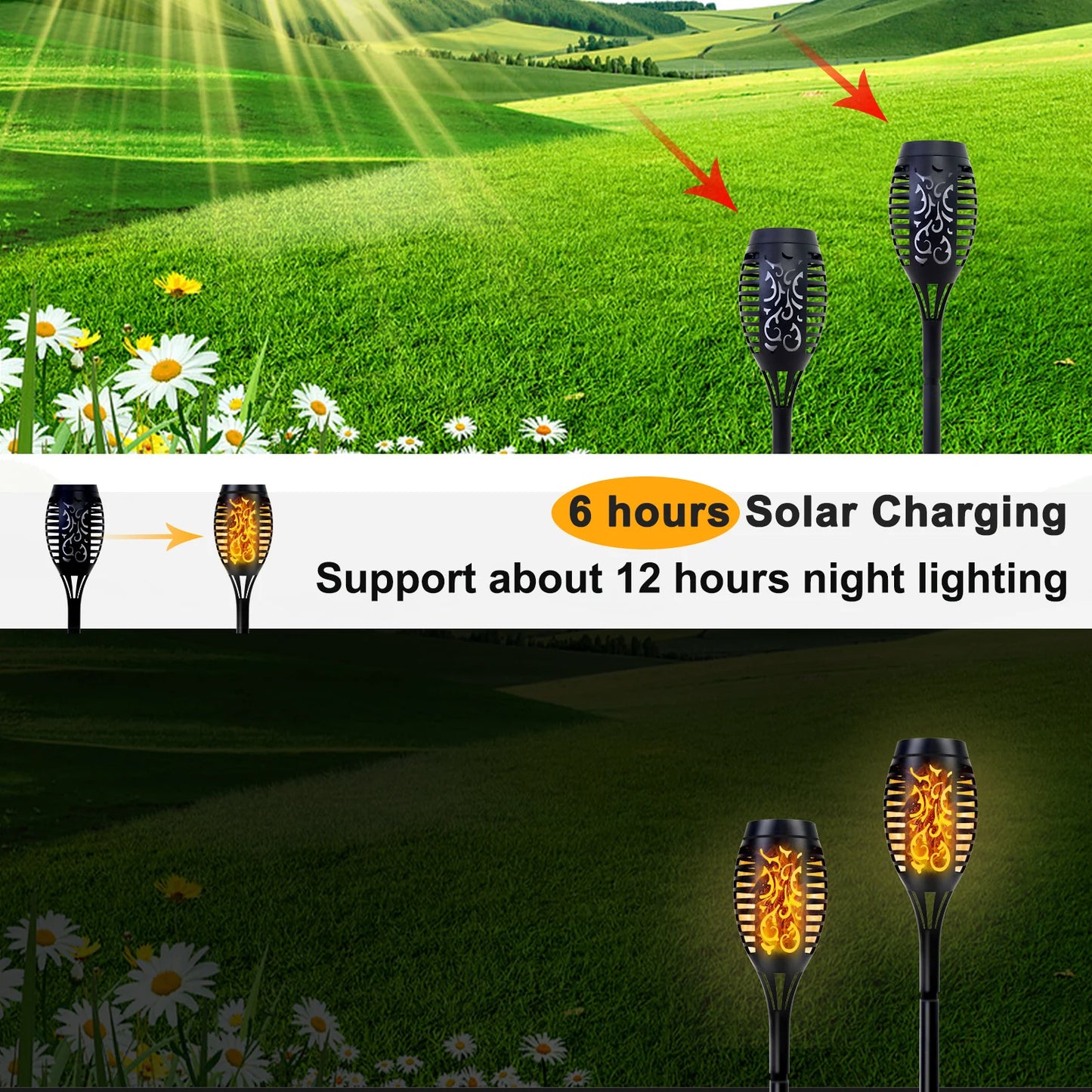 Solar Lights Outdoor LED 4/6/812Pcs Solar Torch Lights with Flickering Flame Waterproof Garden Decoration Lawn Path Yard Patio