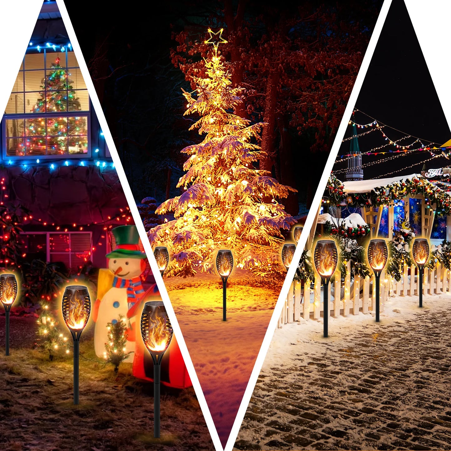 Solar Lights Outdoor LED 4/6/812Pcs Solar Torch Lights with Flickering Flame Waterproof Garden Decoration Lawn Path Yard Patio