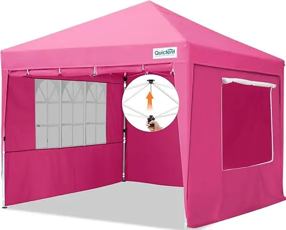 Easy Pop up Canopy Tent 10'x10' with 4 Detachable Window Sidewalls, One Person Setup, Waterproof Outdoor Portable Vendor Event