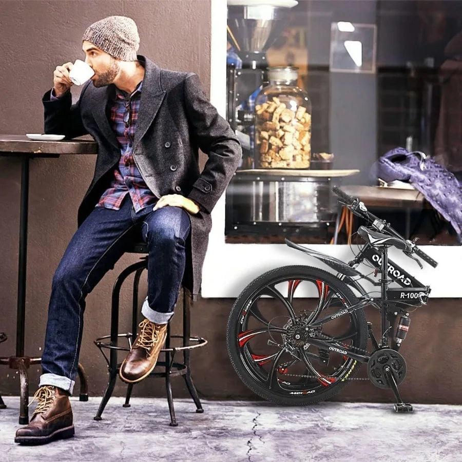 26 Inch Folding Mountain Bike with High Carbon Steel 21 Speed