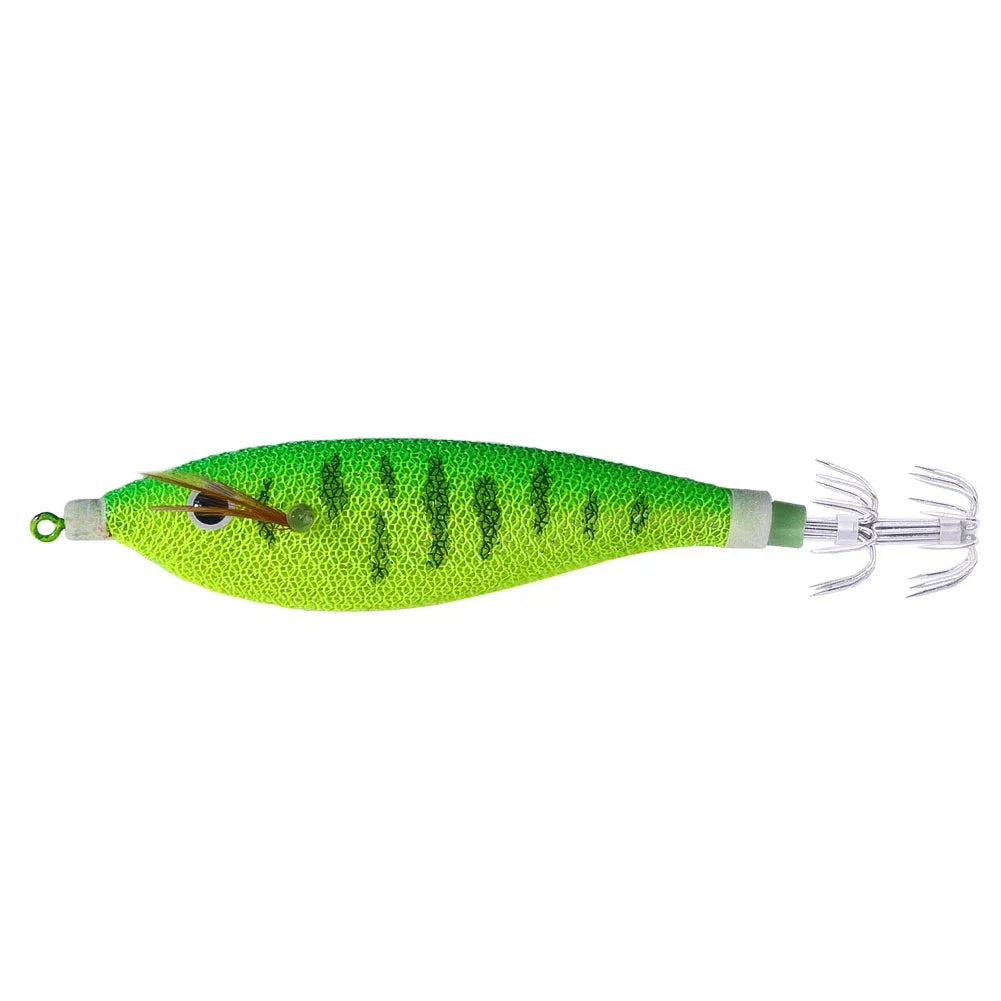 Glowing Horizontal Squid Trolling Lure Jigging  Wood Shrimp Hooks Octopus Bait