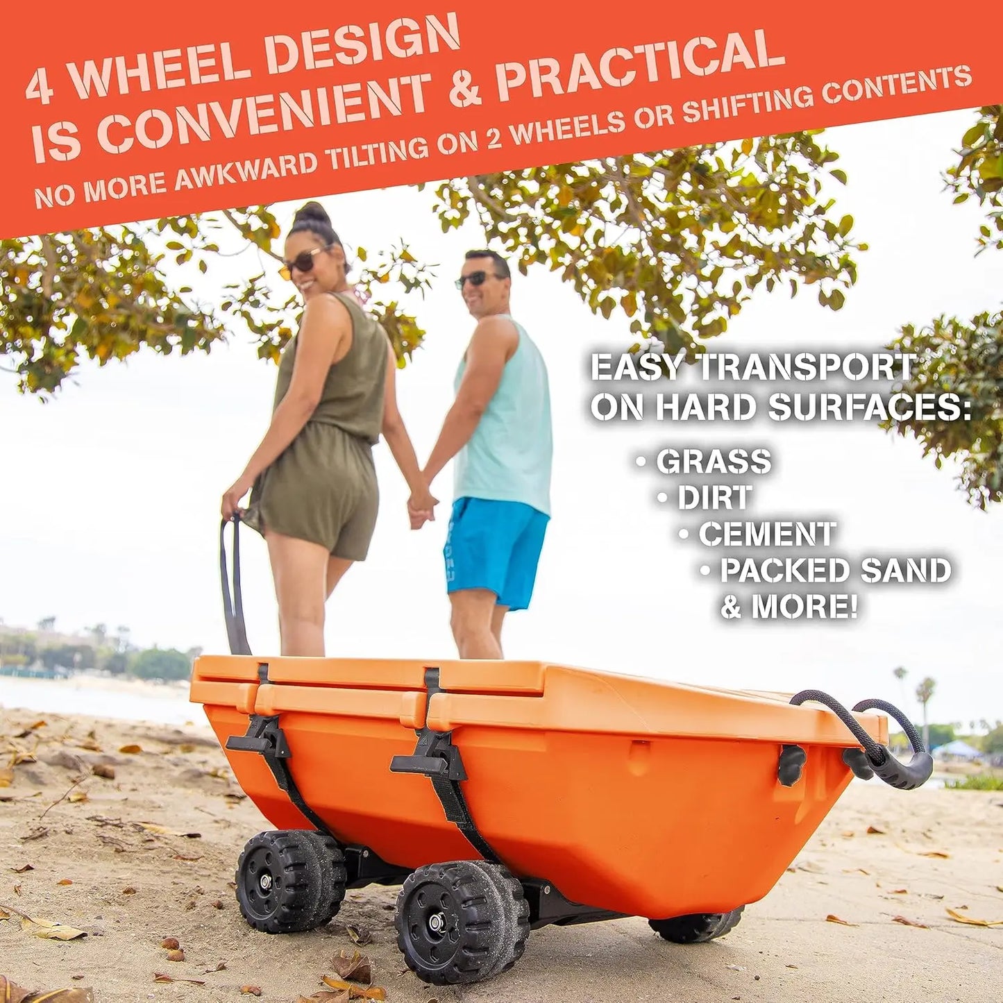 Crawler Cooler with Wheels \\u2013 40 QT Amphibious Floating Cooler and Dry Storage Vessel - Orange, Navy, Tan, or White
