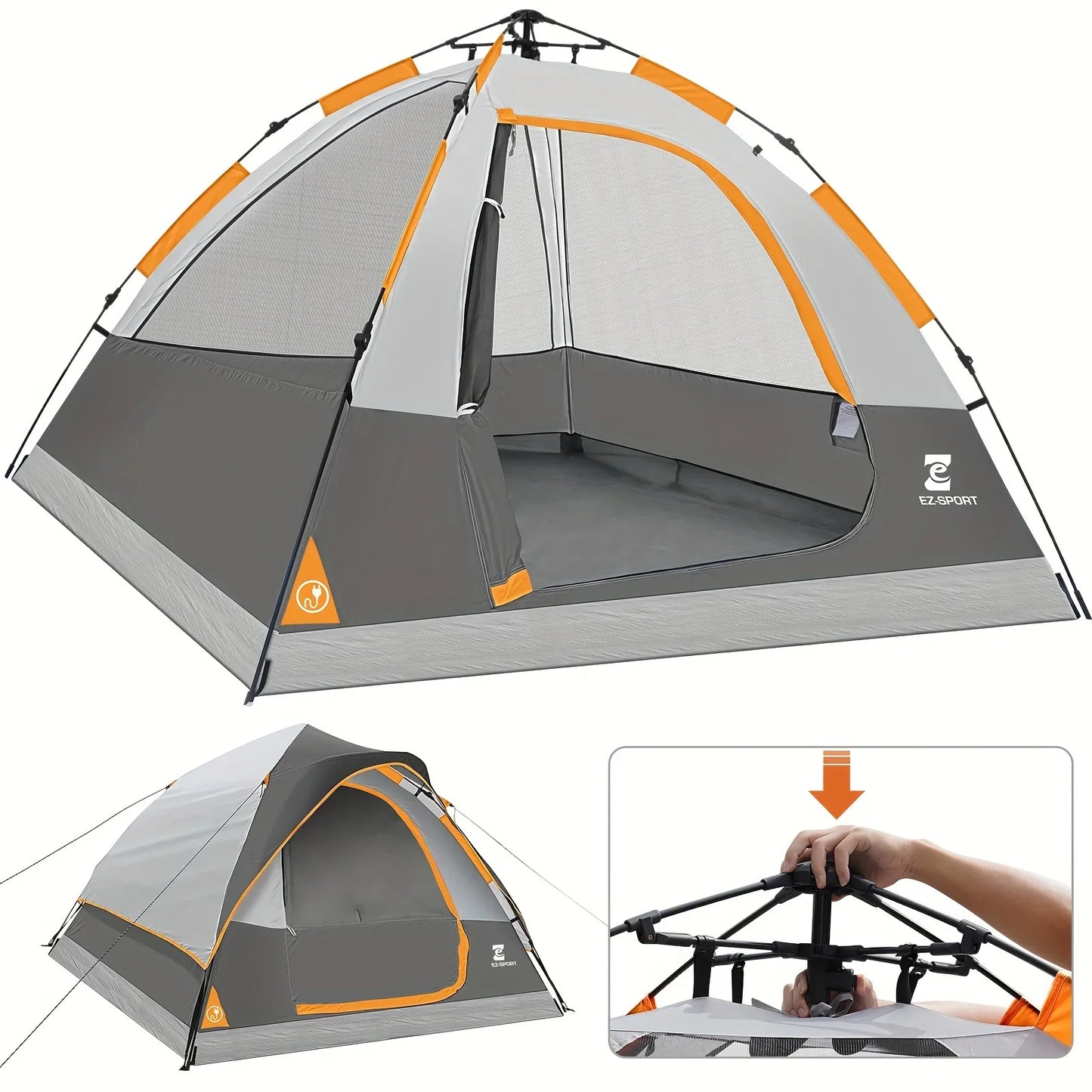 Pop Up Camping Tent - 4 Person  with Removable Rain Fly, Waterproof Windproof