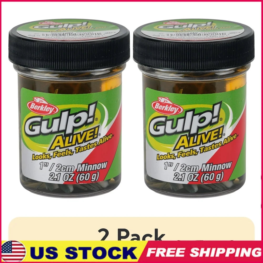 2 Pack Gulp Alive Minnow Lifelike Bait Enhanced Scent Durable Convenient Fishing