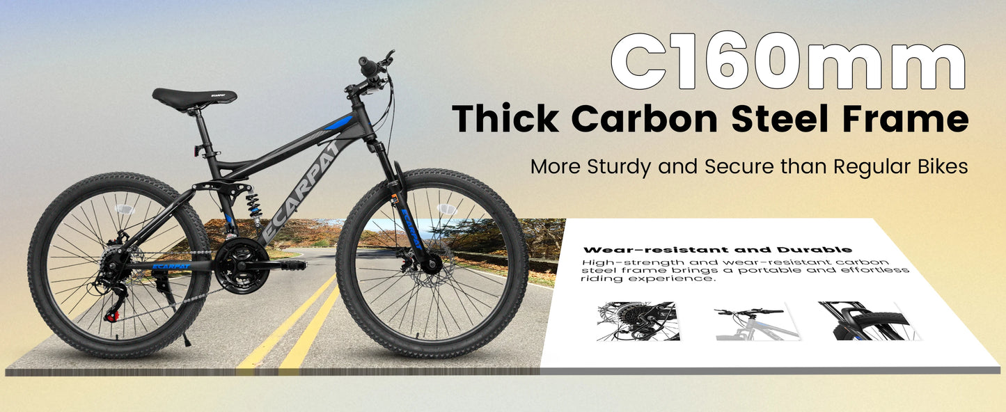 Mountain Bike 24/26/27.5 Inch, Men Women Teenagers  Mountain Bike, 21-Speed Disc Bicycles