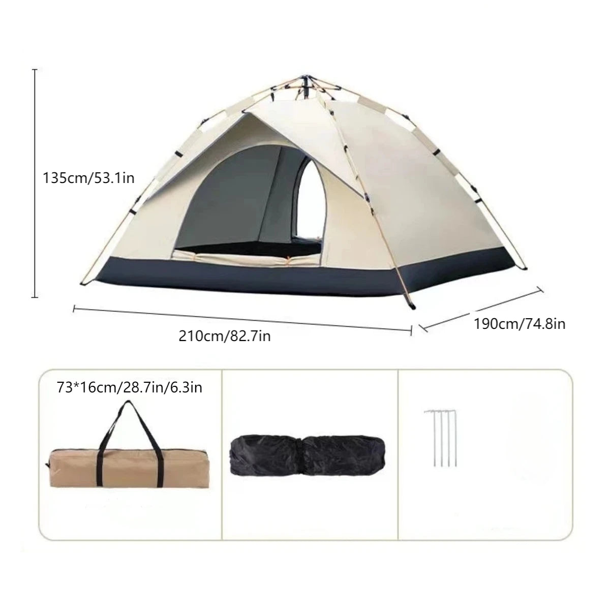 Outdoor Automatic Quick-opening Tent  Rainproof sunshine-proof Tent Two windowless doors