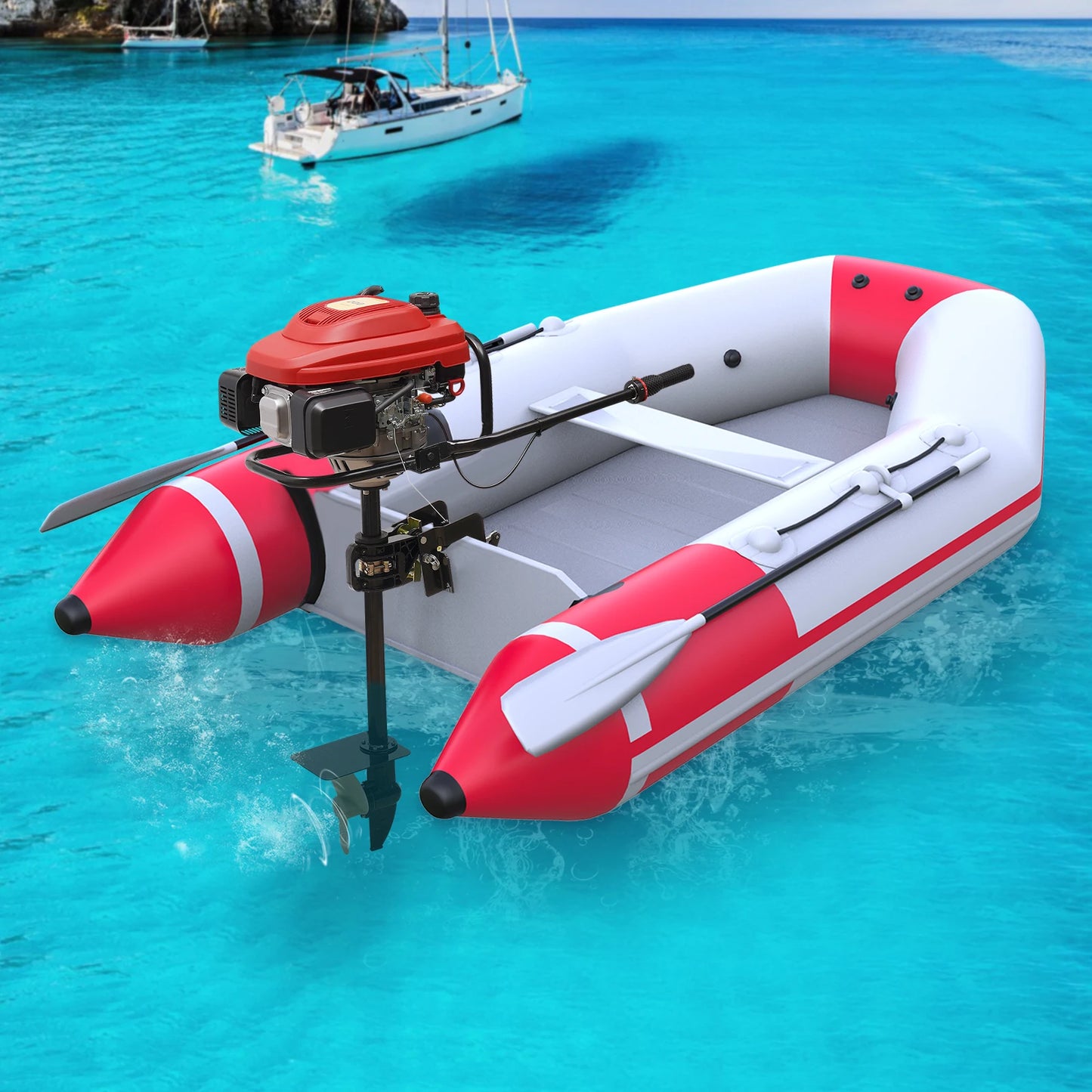 7.5HP 4 Stroke Outboard Motor 200CC 3.5KW Gasoline Engine Heavy Duty Marine Fishing Boat Engine CDI Air Cooling System 3600RPM