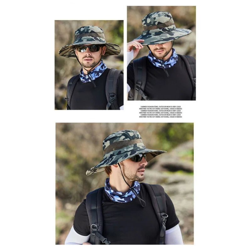 Men  Sun Hat Outdoor Traveling Fishing Hiking Hat Wide Brim