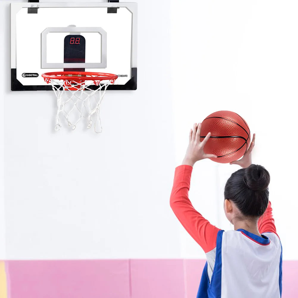 Kids Mini Basketball Hoop With Electronic Scoreboard Ball Sport Backboard Outdoor Indoor