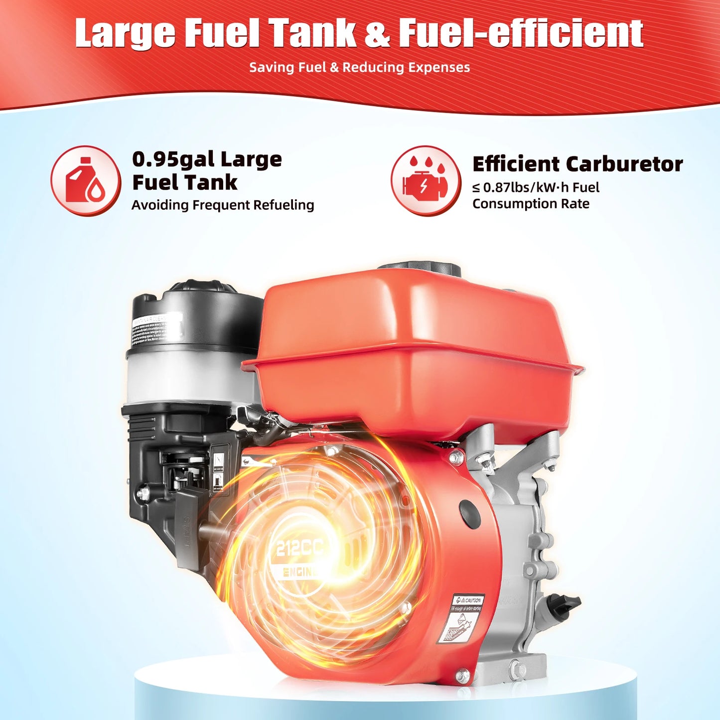 7.5HP 4 Stroke Outboard Motor, 212CC 4KW Heavy Duty Gasoline Fishing Boat Engine Manual Start TCI Air-Cooling System, 3600Rpm