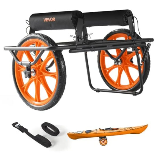 300lbs Kayak  Super Duty Trolley Cart Canoe Cart Dolly with 15inch No Flat Solid Rubber Tires and Kickstand Quick