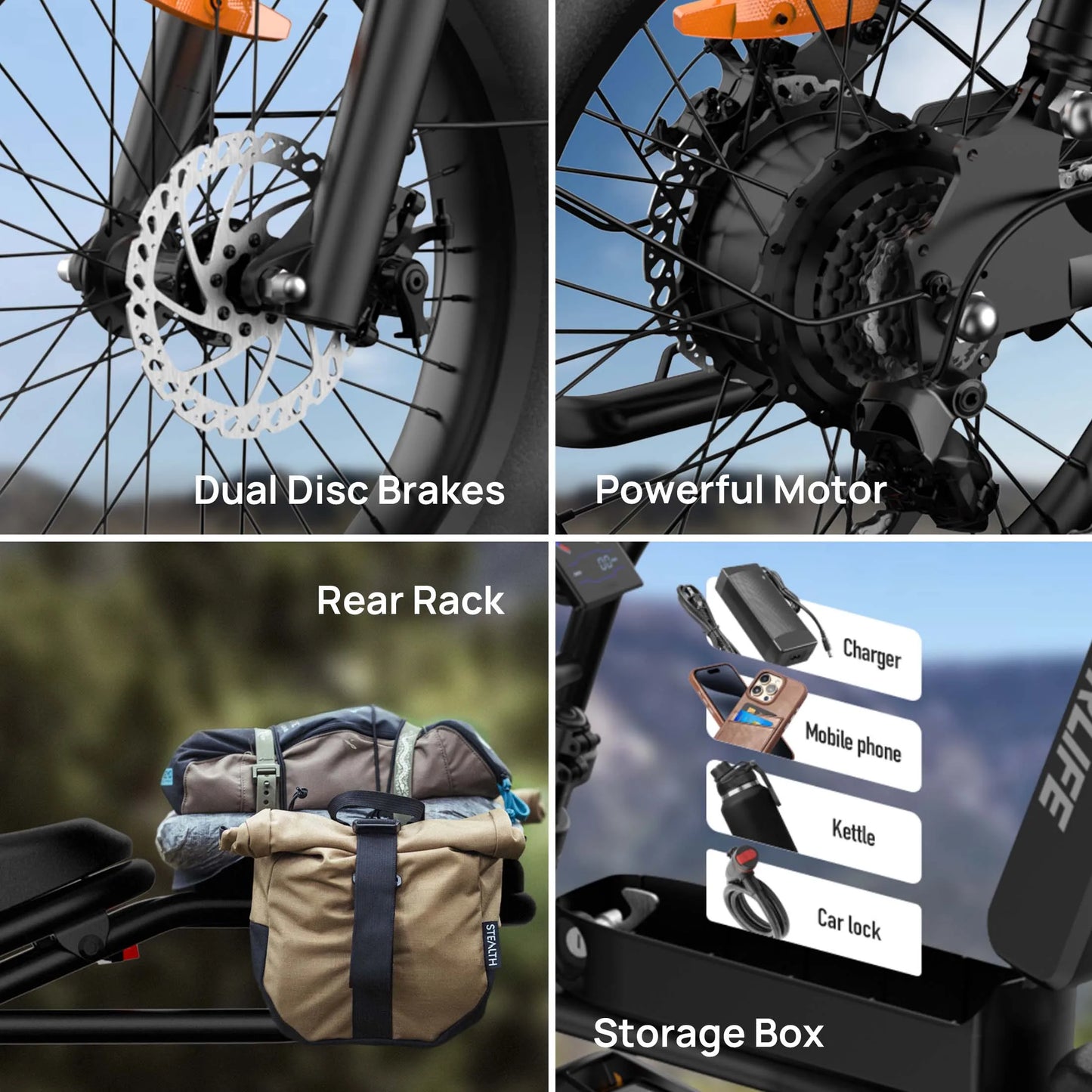 1500W Peak Electric Mountain Bike 48V 15.6Ah Removable Battery 28MPH 100 Mile Range 20X4"