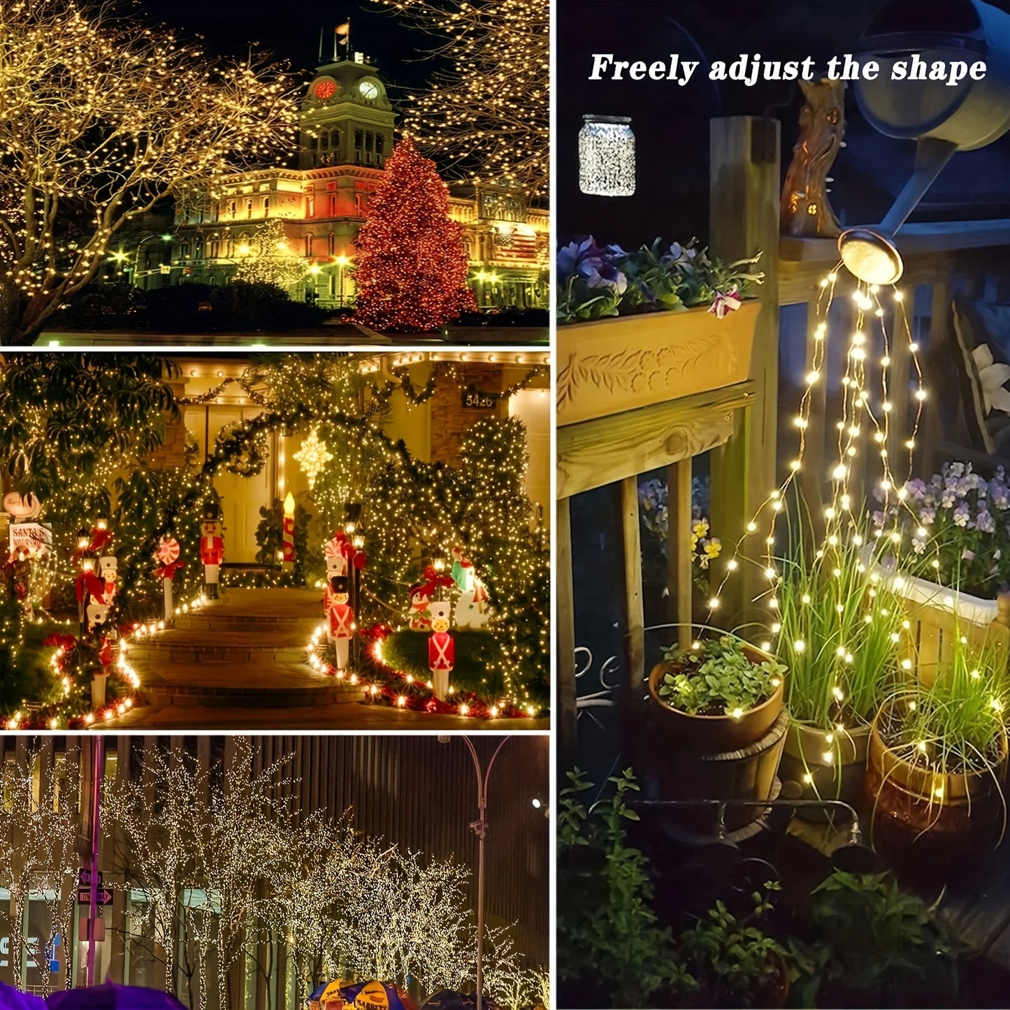 4Pcs 160ft Solar String Lights - 400Pcs Led Outdoor Fairy Lights, 8 Modes, Waterproof for Garden, Terrace, Tree Decoration - Great for , Weddings and Party (Warm Light) Ip44