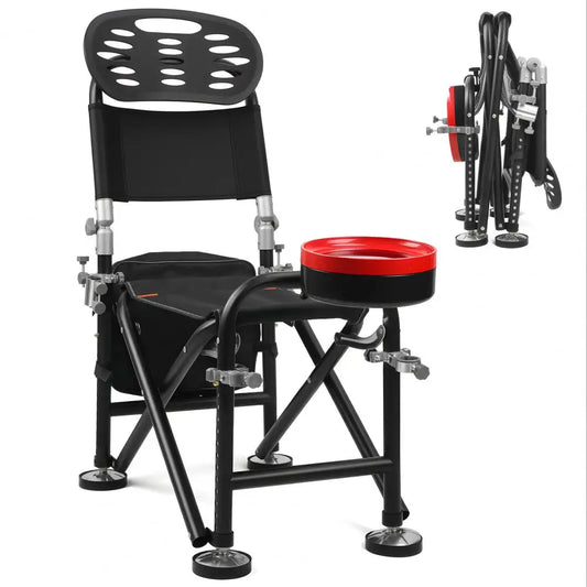 Fishing Chair with Backrest Rod Holder Folding Fishing Deck Chair Fisherman Gift