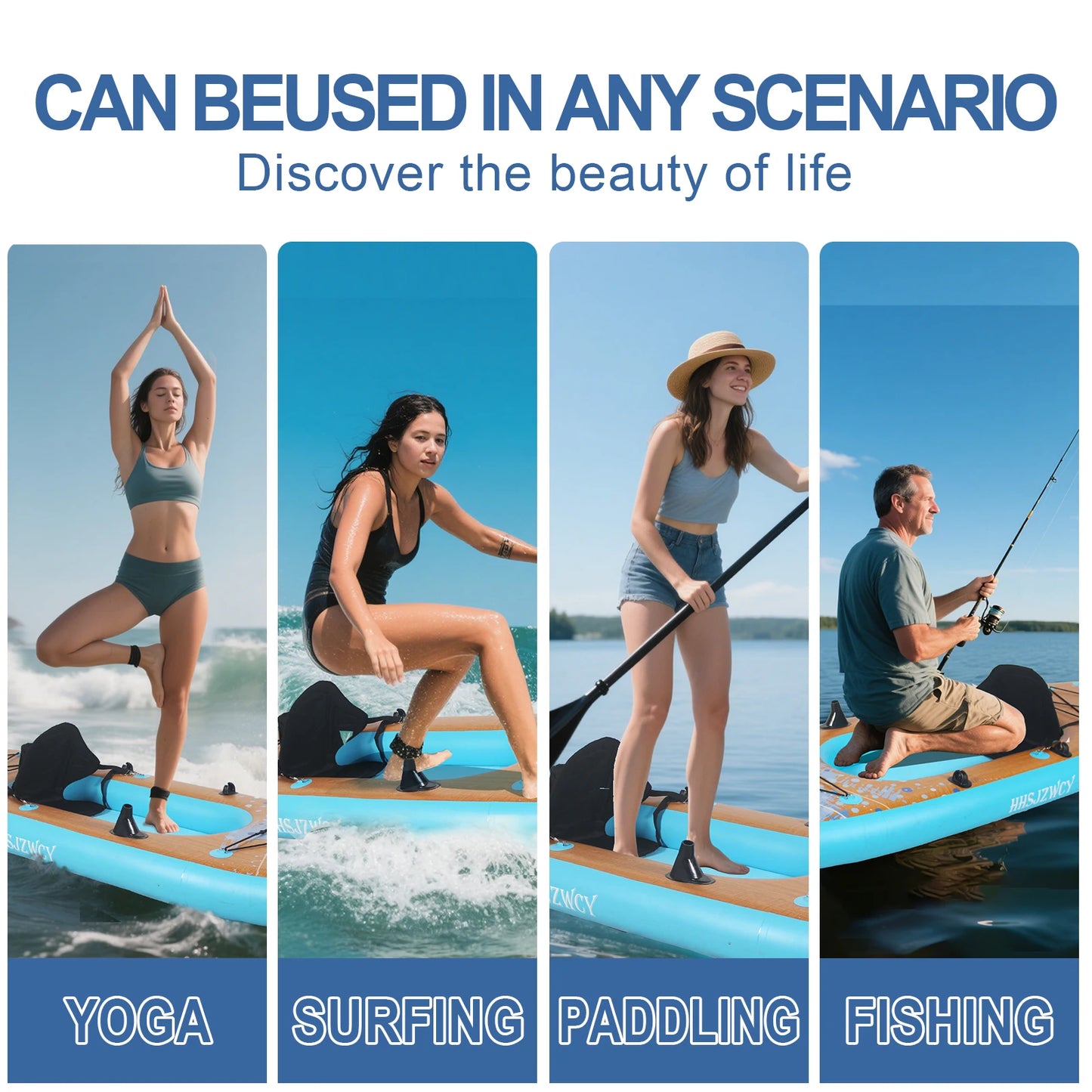 HHSJZWCY 10' Inflatable Stand Up Paddle Board Kayak, 34'' Extra Wide,