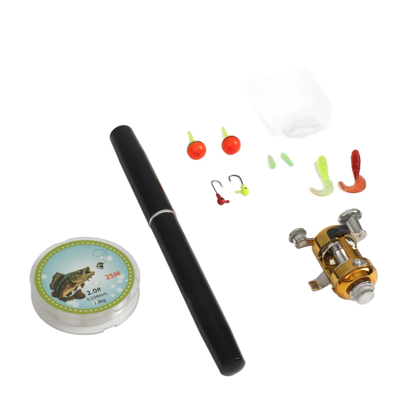 Fishing Rod Reel Combo Set Mini Telescopic Portable Pocket Pen Fishing Rod Pole  Fishing Line Soft Lures Baits Jig Hooks