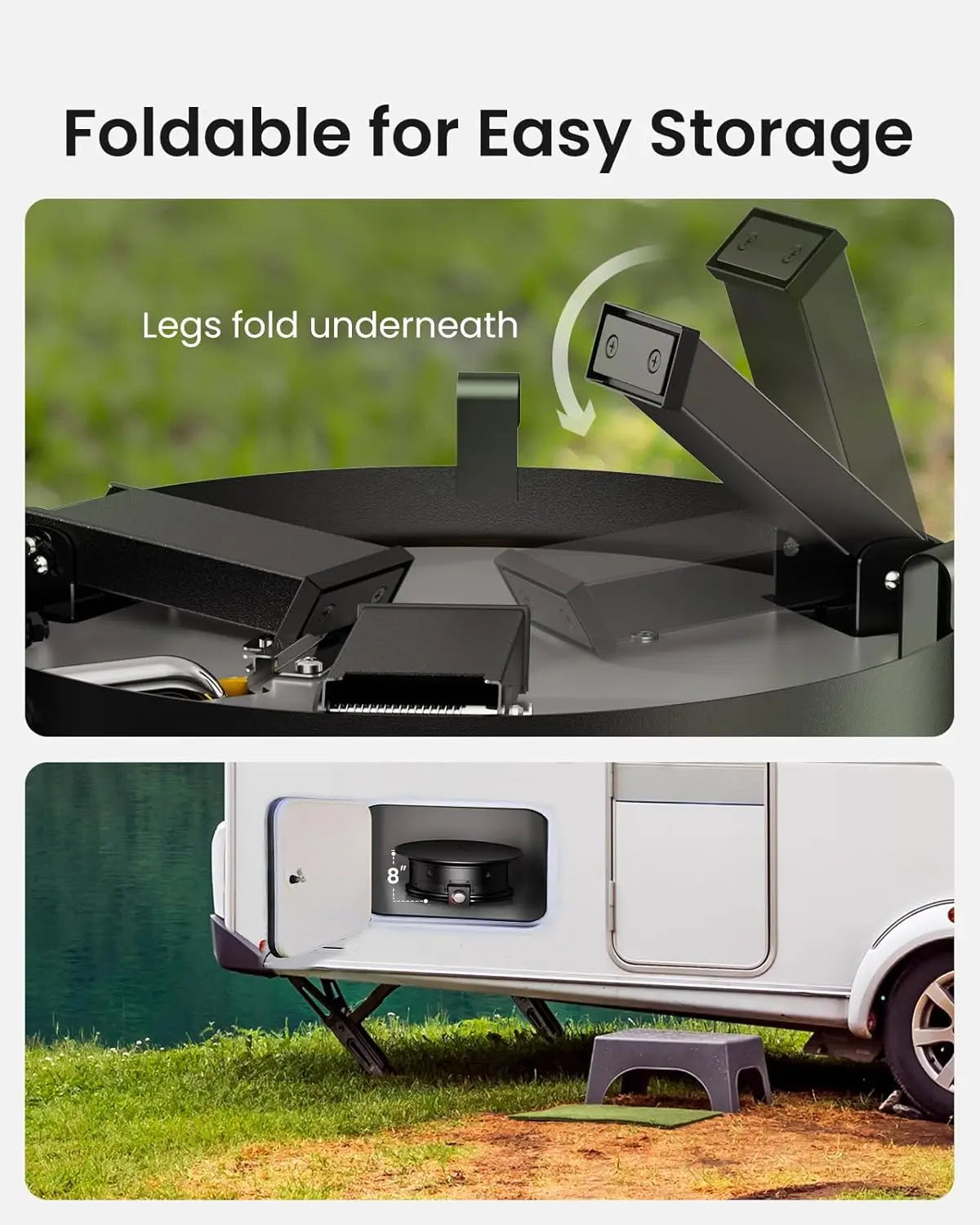 Ciays Large Propane Fire Pit 19 Inch With Grill Grate, Folding Legs, Hose Hooks, Propane Tank Holder