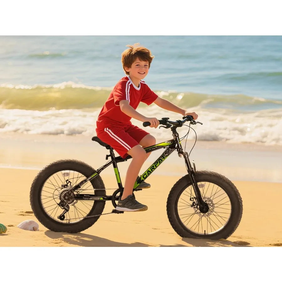 20 24 26 Inch Fat Tire Mountain Bikes 7Speed with Mechanical Disc Brakes Front Suspension