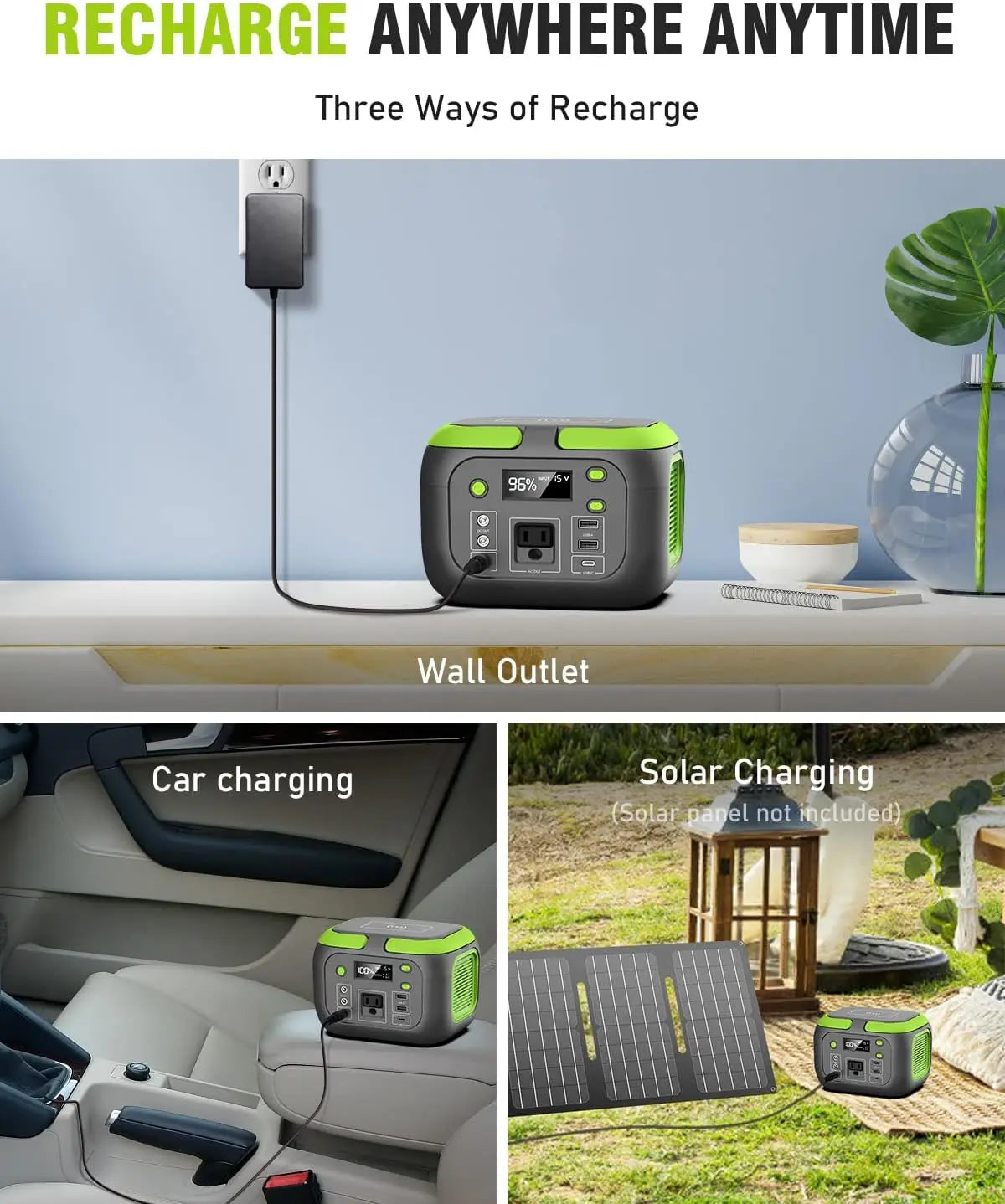 200W Portable Power Station 155Wh Solar Generator 42000mAh Power Bank with AC Outlet 110V, DC, USB QC3.0