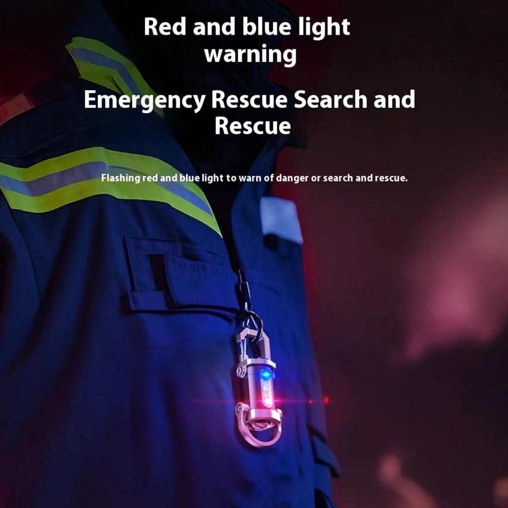 COB LED Keychain Flashlight Multifunctional Ultralight Camping Flashlight Type-C USB Rechargeable Waterproof for Camping Hiking