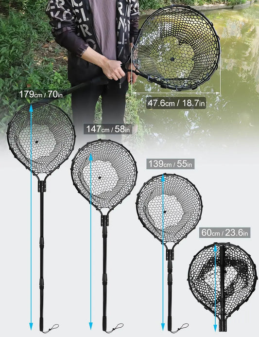 Heavy Duty Big Folding Fishing Net With Retractable Long Handle