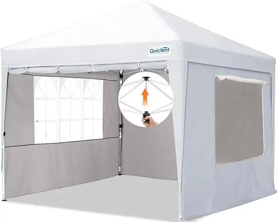 Easy Pop up Canopy Tent 10'x10' with 4 Detachable Window Sidewalls, One Person Setup, Waterproof Outdoor Portable Vendor Event