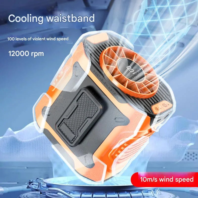 Mini Waist clip Fan, Super Long Standby, Rechargeable, Wearable Body Belt Fan for Hiking, Fishing, Camping,