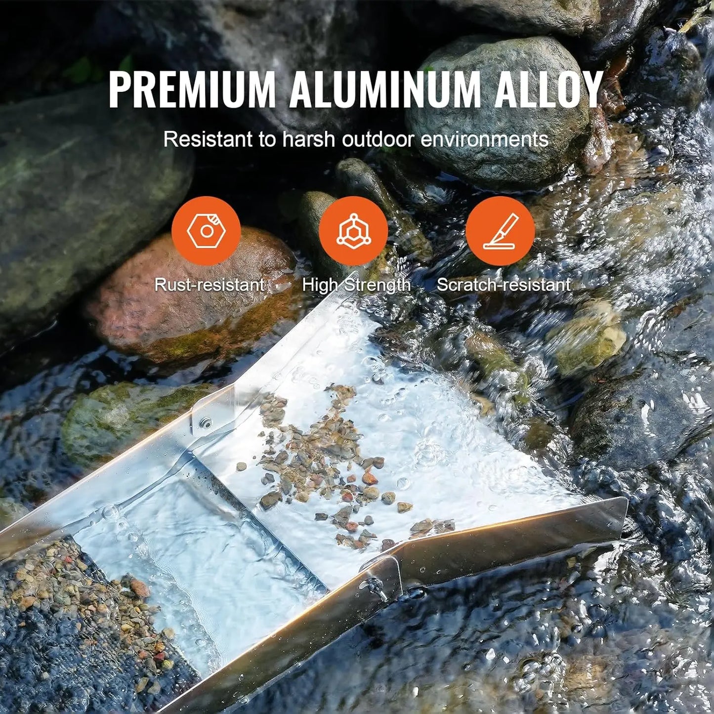 Complete Sluice Box Gold Panning Kit,50" Folding Aluminum Gold Mining Equipment, 23 PCS Gold Prospecting Kit