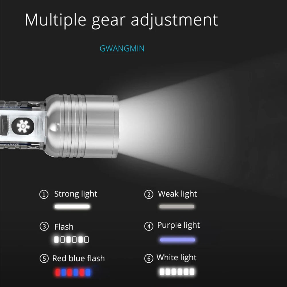 800LM Portable Flashlight Waterproof for Camping  Type-C USB Rechargeable