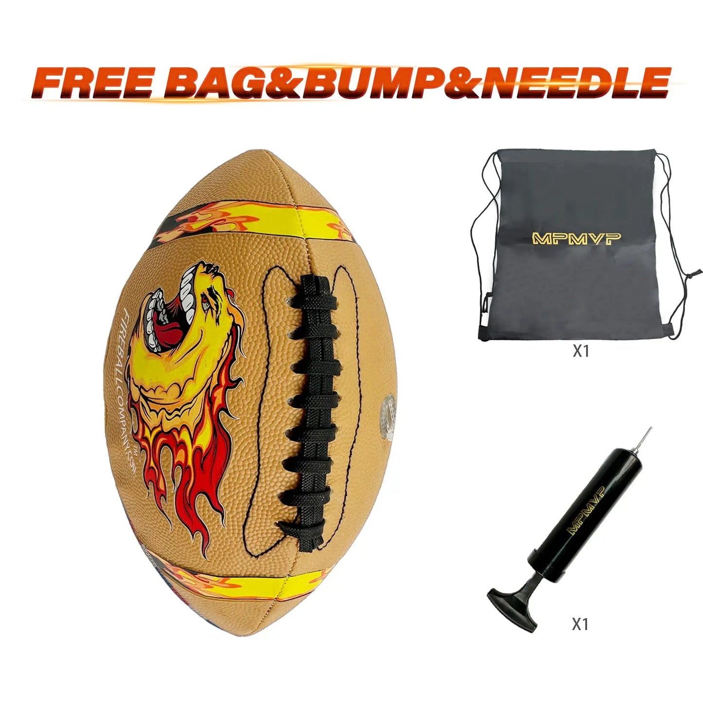 【FREE BAG & BUMP】Rubber Light Up Colorful American Football, Size 6, High Quality