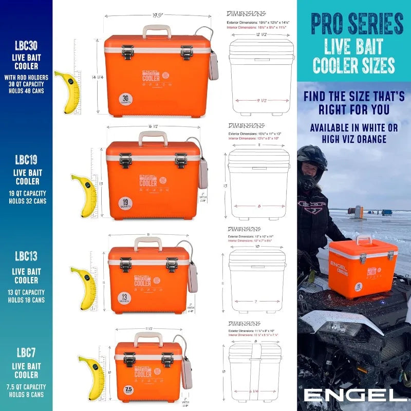 Engel Live Bait Cooler Box with 2nd Gen 2-Speed Aerator Pump