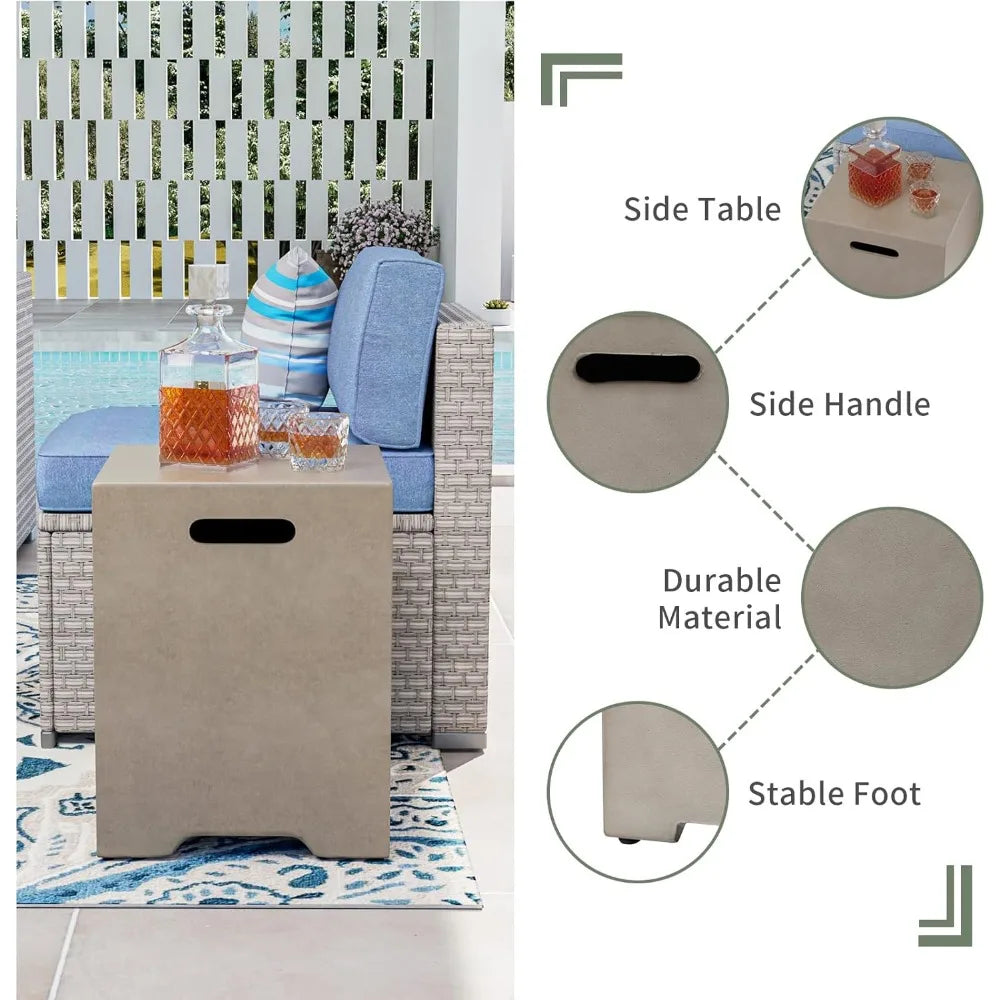 2-Piece Outdoor Propane Fire Pit Table Set with Tank, CSA Certified, 42 Fire Table, 50,000 BTU, Gray Rou