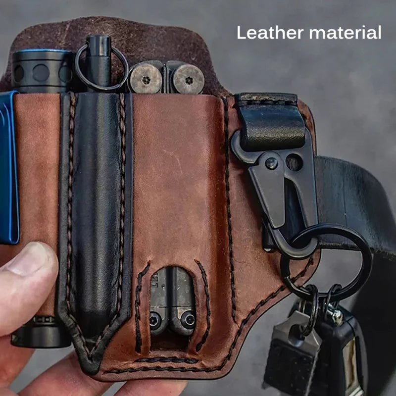 Tool Belt Leather  Holster Outdoor Survival Camping Hunting Waist Leather Pocket