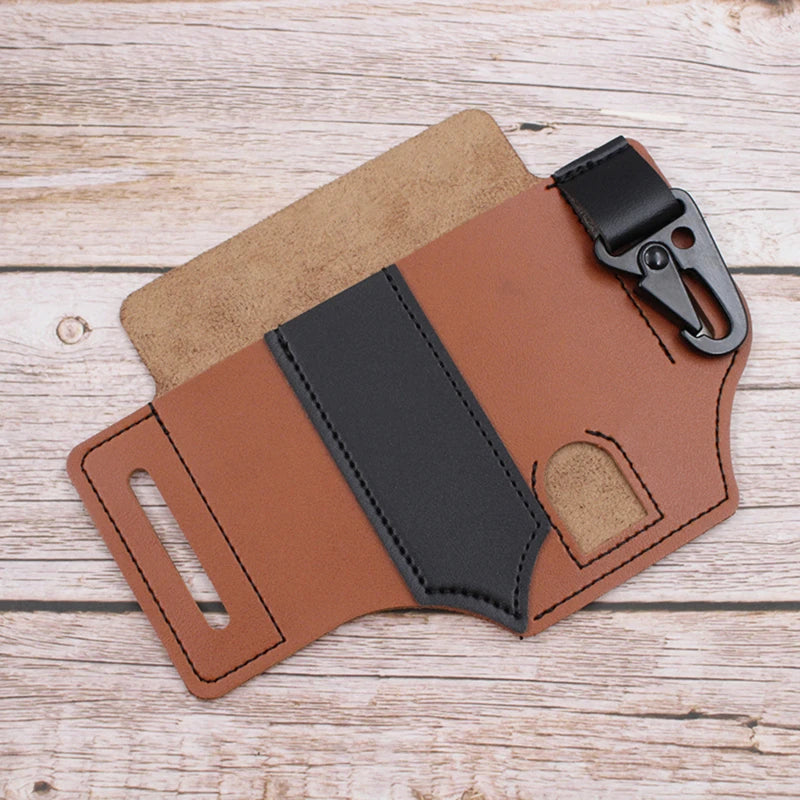 Tool Belt Leather  Holster Outdoor Survival Camping Hunting Waist Leather Pocket