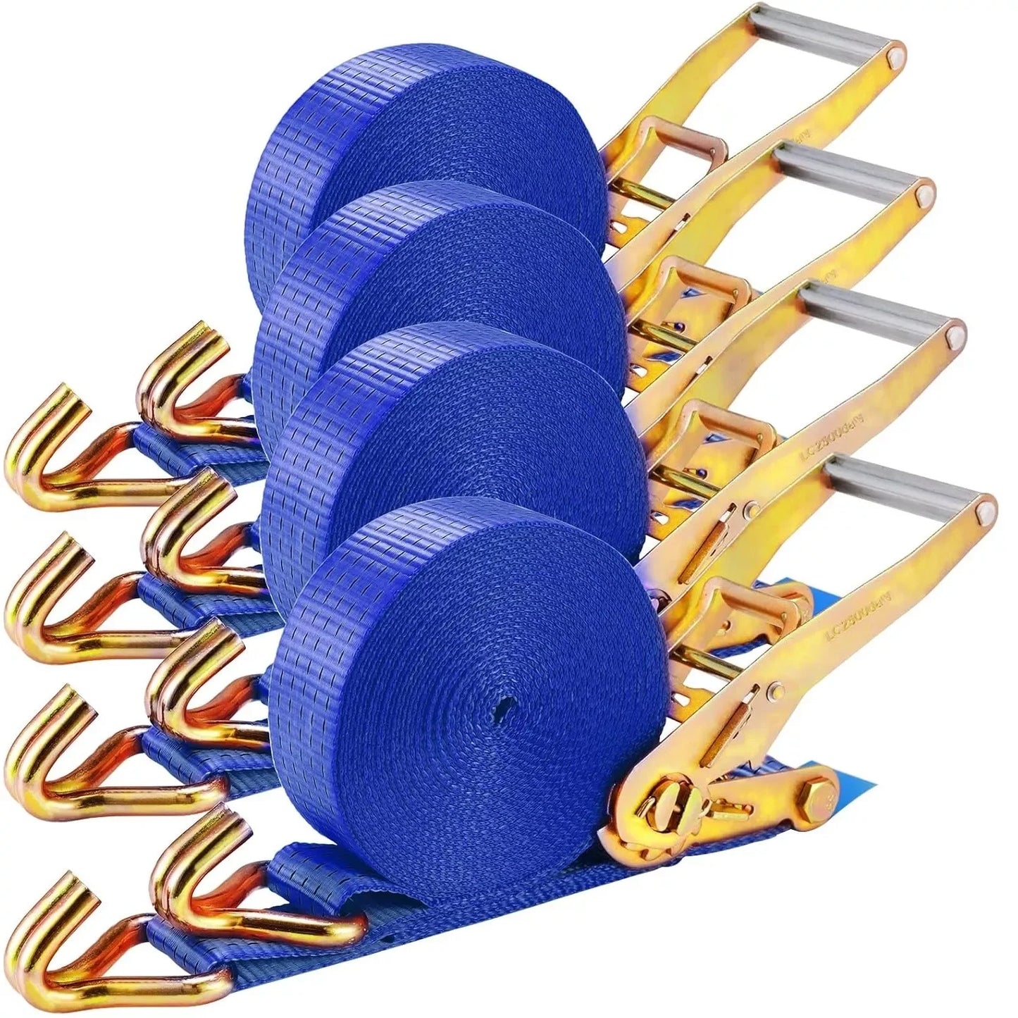 9m X 50mm Double J Hook Ratchet Straps (11,000 lbs Break Strength)